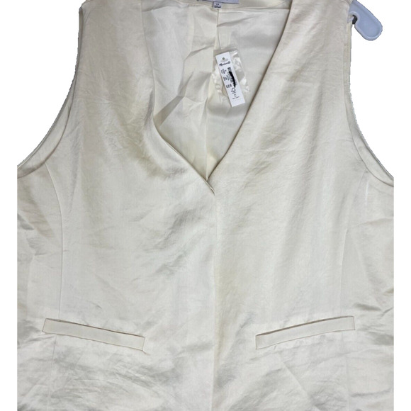 Madewell Button Front Vest Top Womens 16 Satin Cake Batter Cream Silky Capsule - Picture 3 of 8